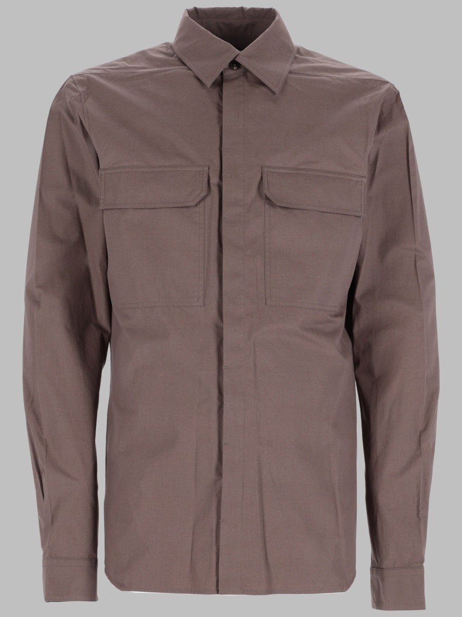 Shirt Work Poplin Brown Cotton
