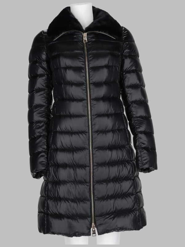 Quilted Long Down Jacket Black Polyamide Trench & Raincoats