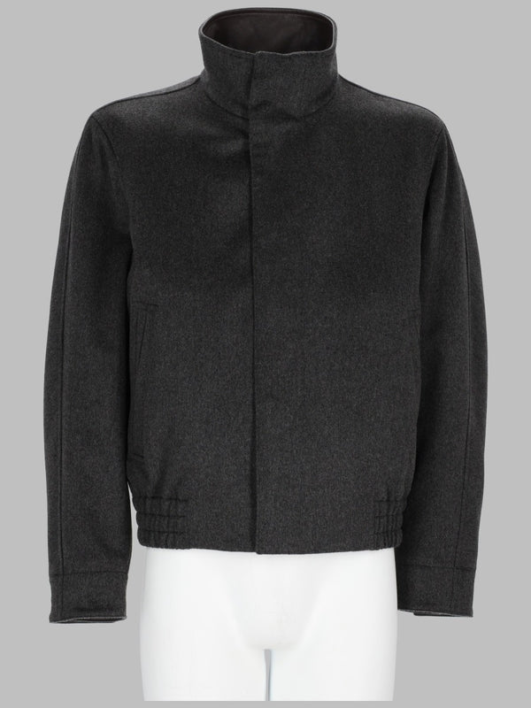 High-Neck Wool Bomber Jacket Charcoal Virgin
