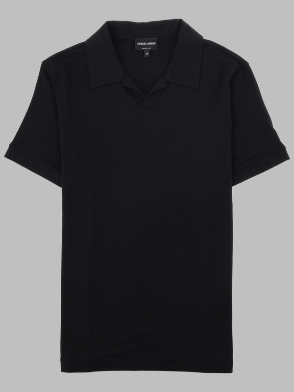 Polo Shirt Viscose Jersey Black Elastane