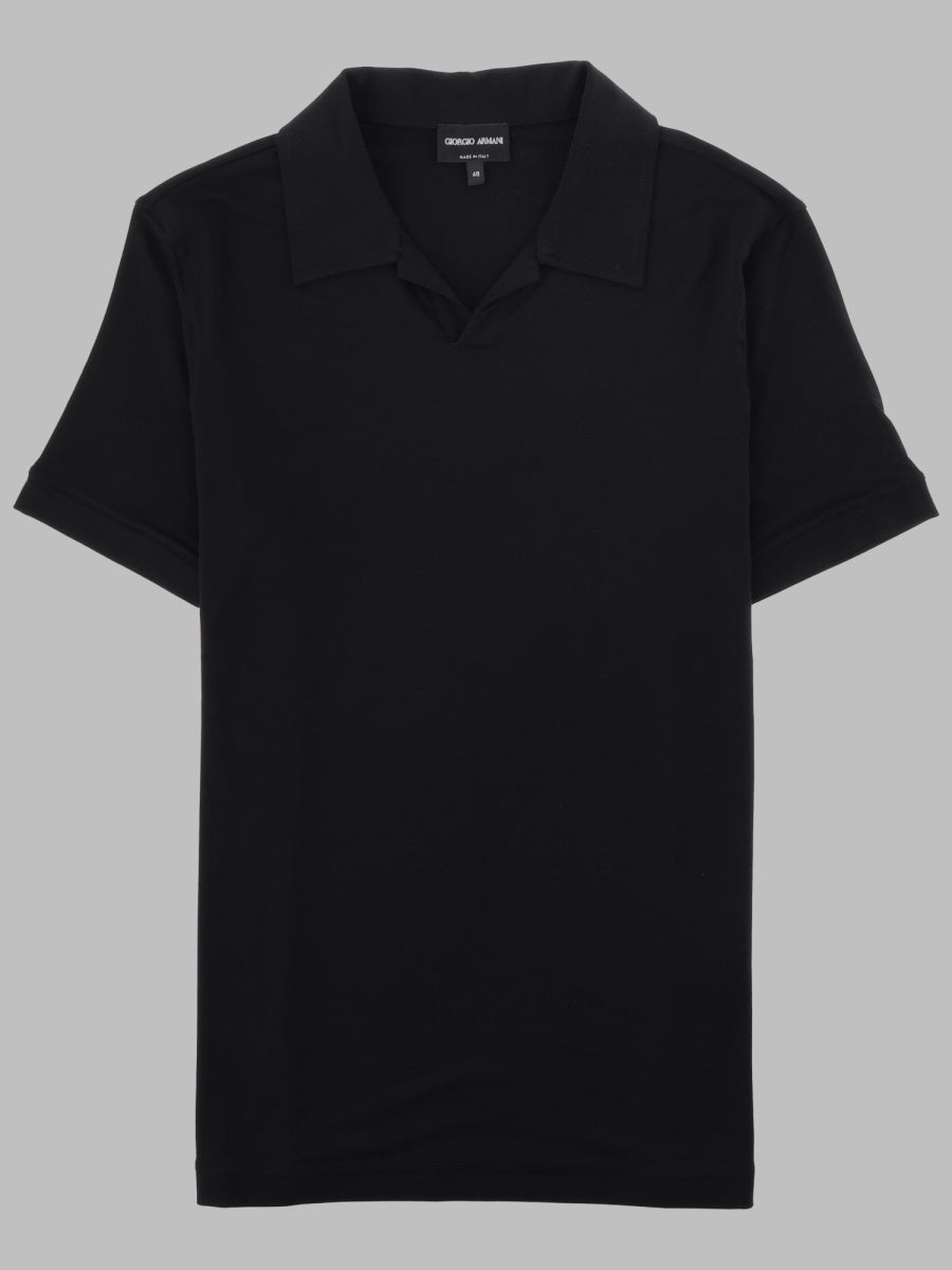 Polo Shirt Viscose Jersey Black Elastane