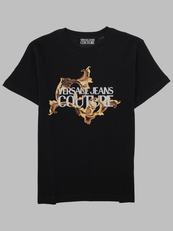 T-Shirt Baroque Logo Black Cotton T-shirts