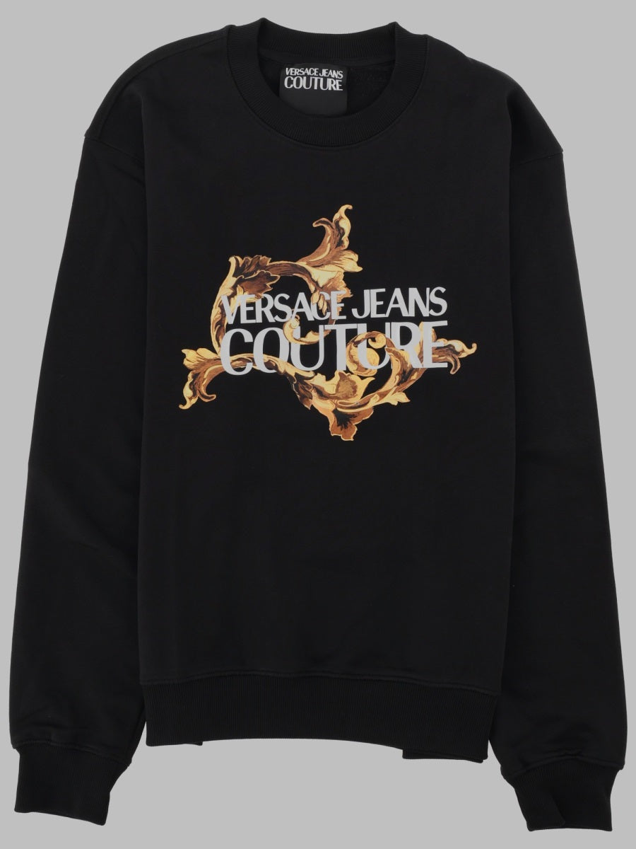 Sweatshirt Baroque Logo Black Cotton Sweatshirts