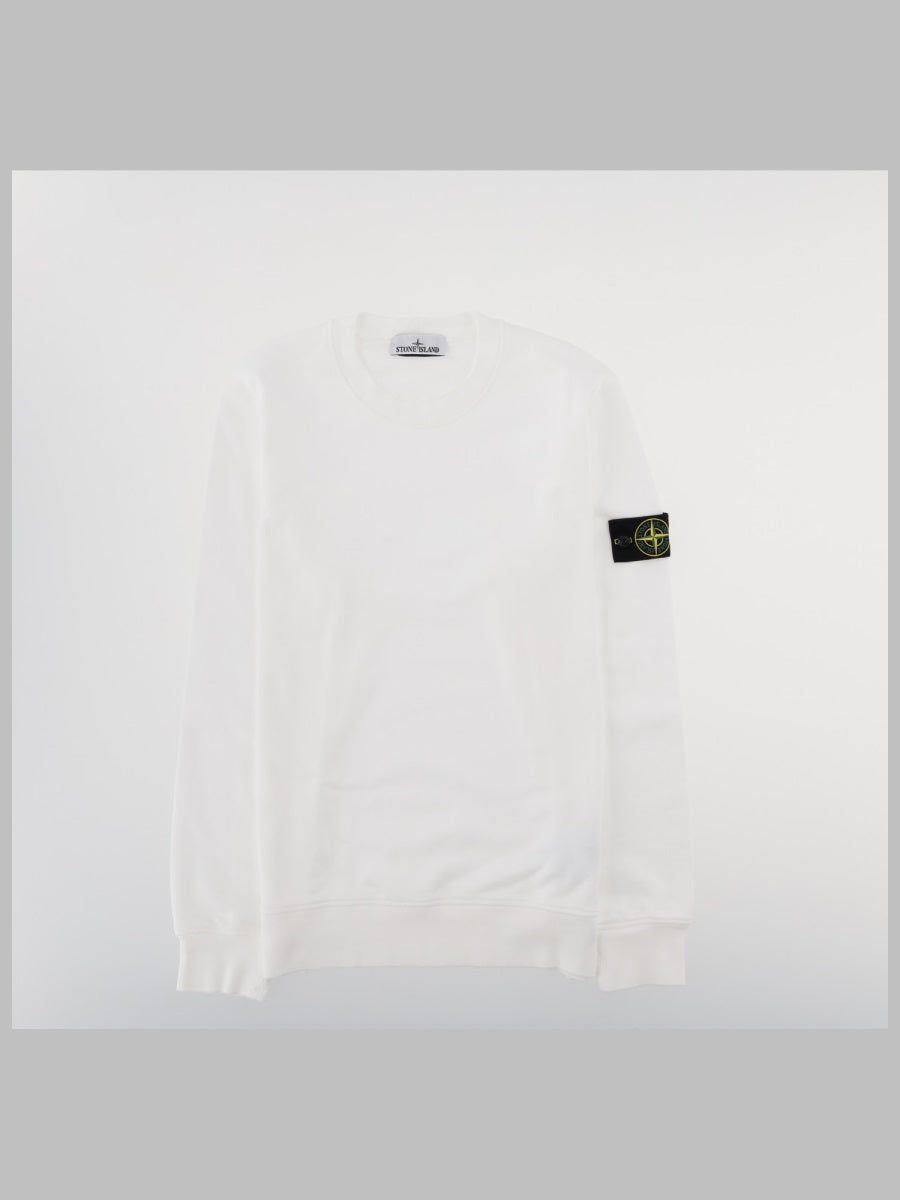 Sweatshirt With Logo Patch, White Cotton Sweatshirts