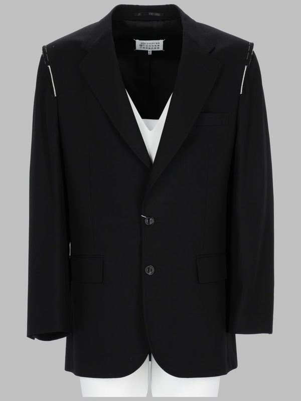 Single-Breasted Wool Jacket Black Virgin