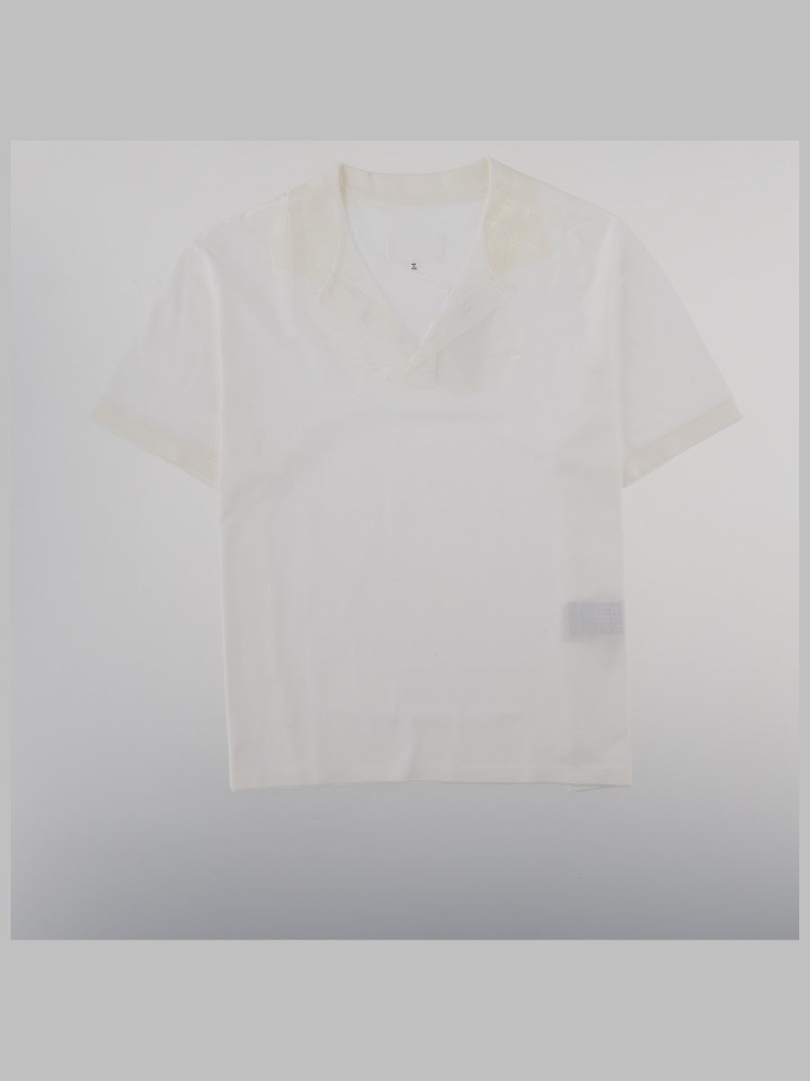 T-Shirt Taped V-Neck White Cotton Polo Shirts