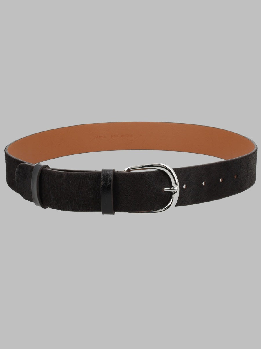 Calf Hair Belt Brown Leather