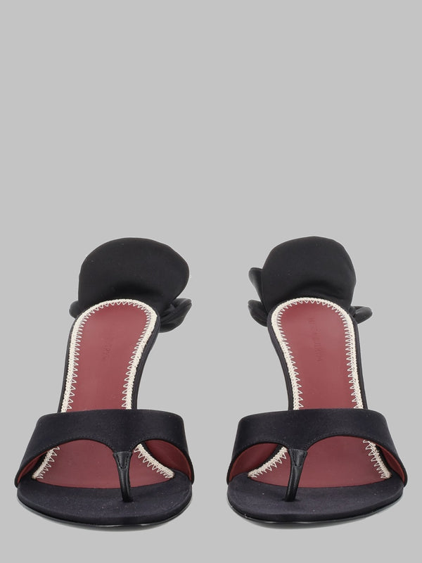 Satin Toe-Post Sandals Black Viscose
