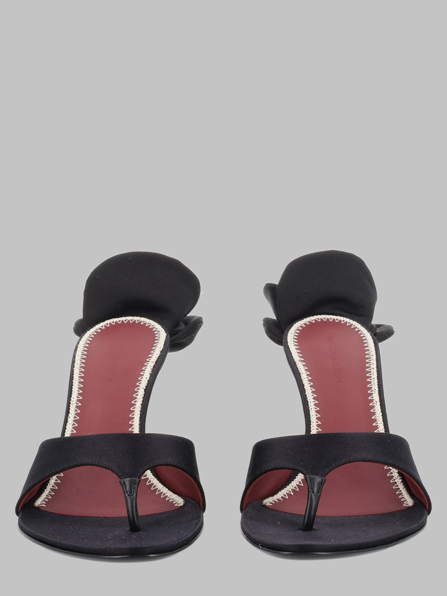 Satin Toe-Post Sandals Black Viscose