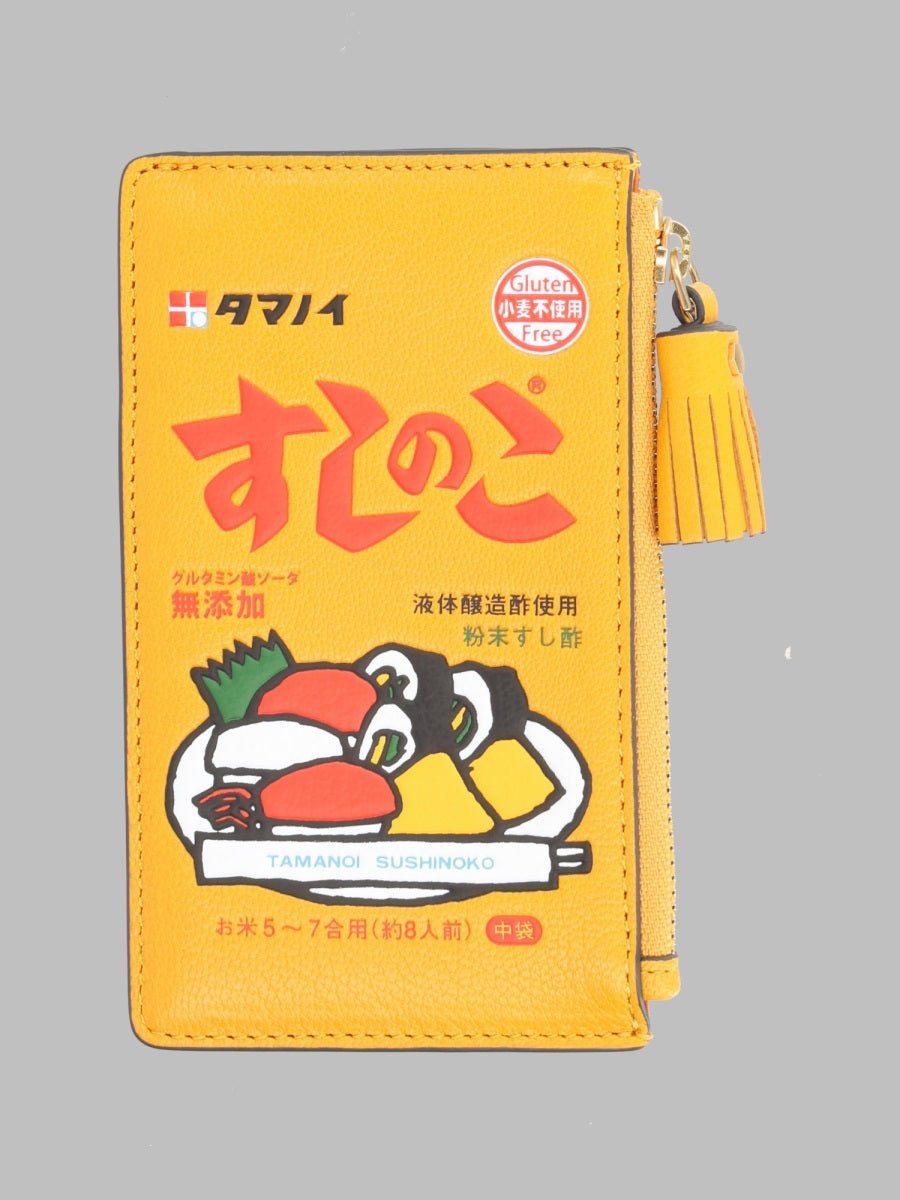 Card Holder Sushi No Ko Yellow Leather Wallets & Purses