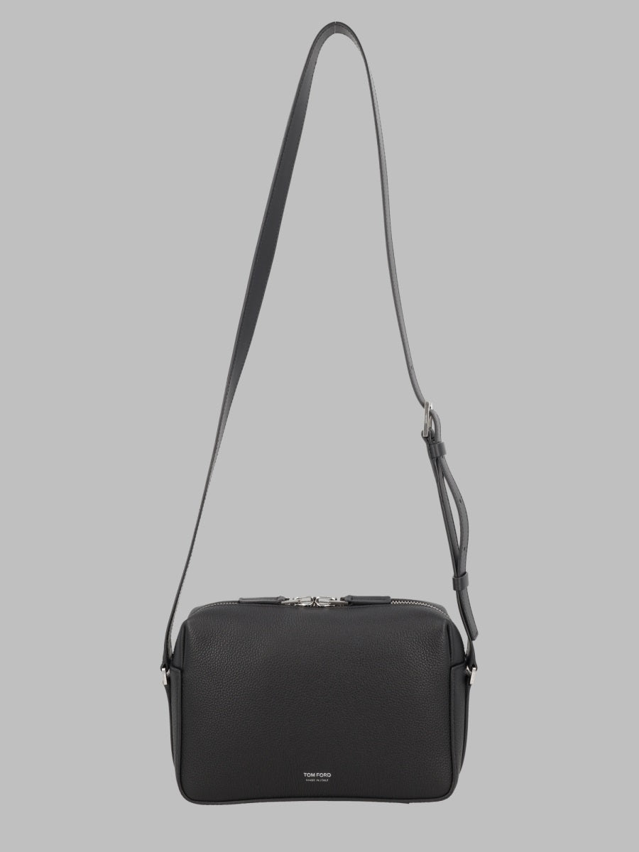Hammered Leather Shoulder Bag Black Calf