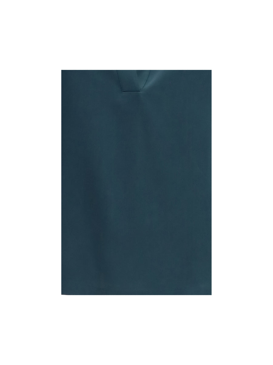 Silk Shirt Deep V-Neck Teal