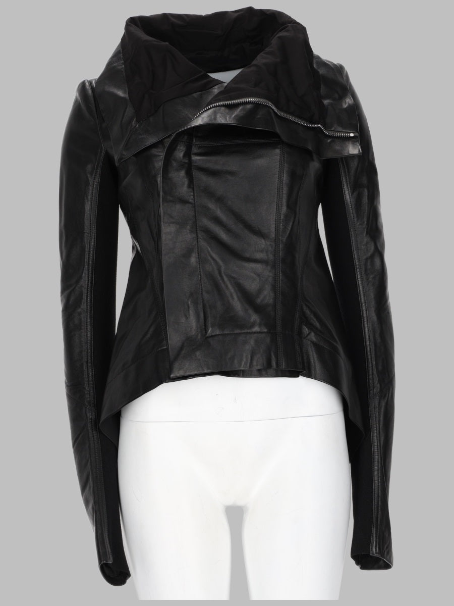 Leather Biker Jacket Naska Black Lamb