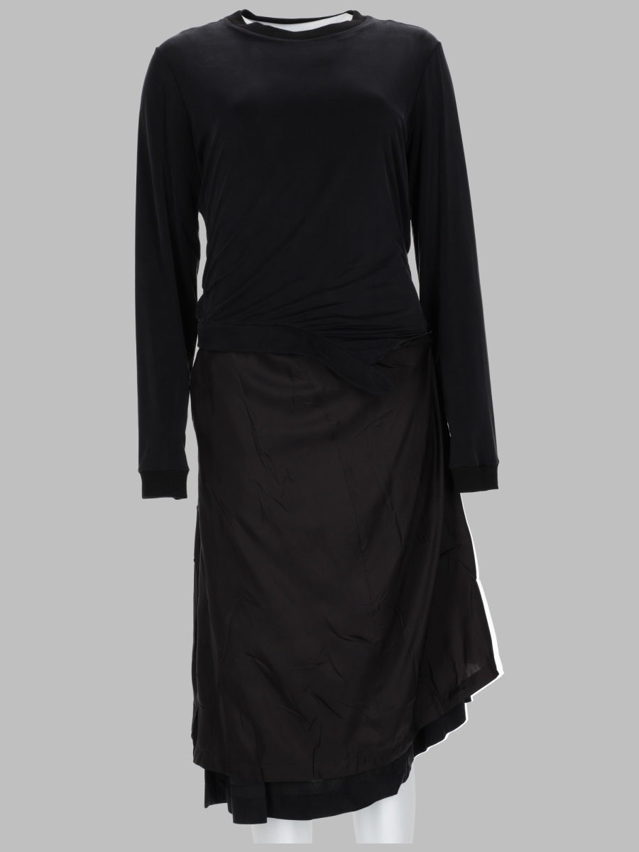 Draped Midi Dress Black Cupro Elastane