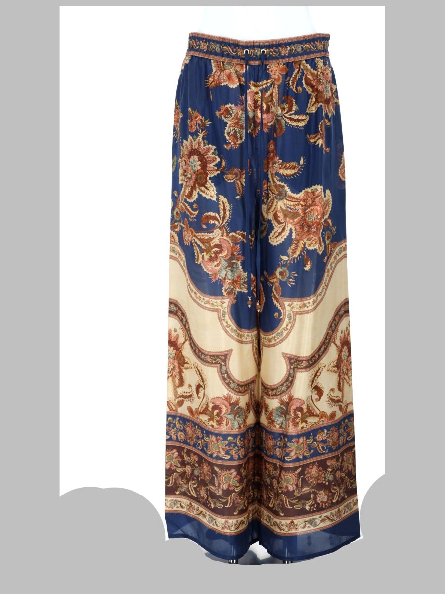 Wide Leg Trousers Aster Multicolour Silk