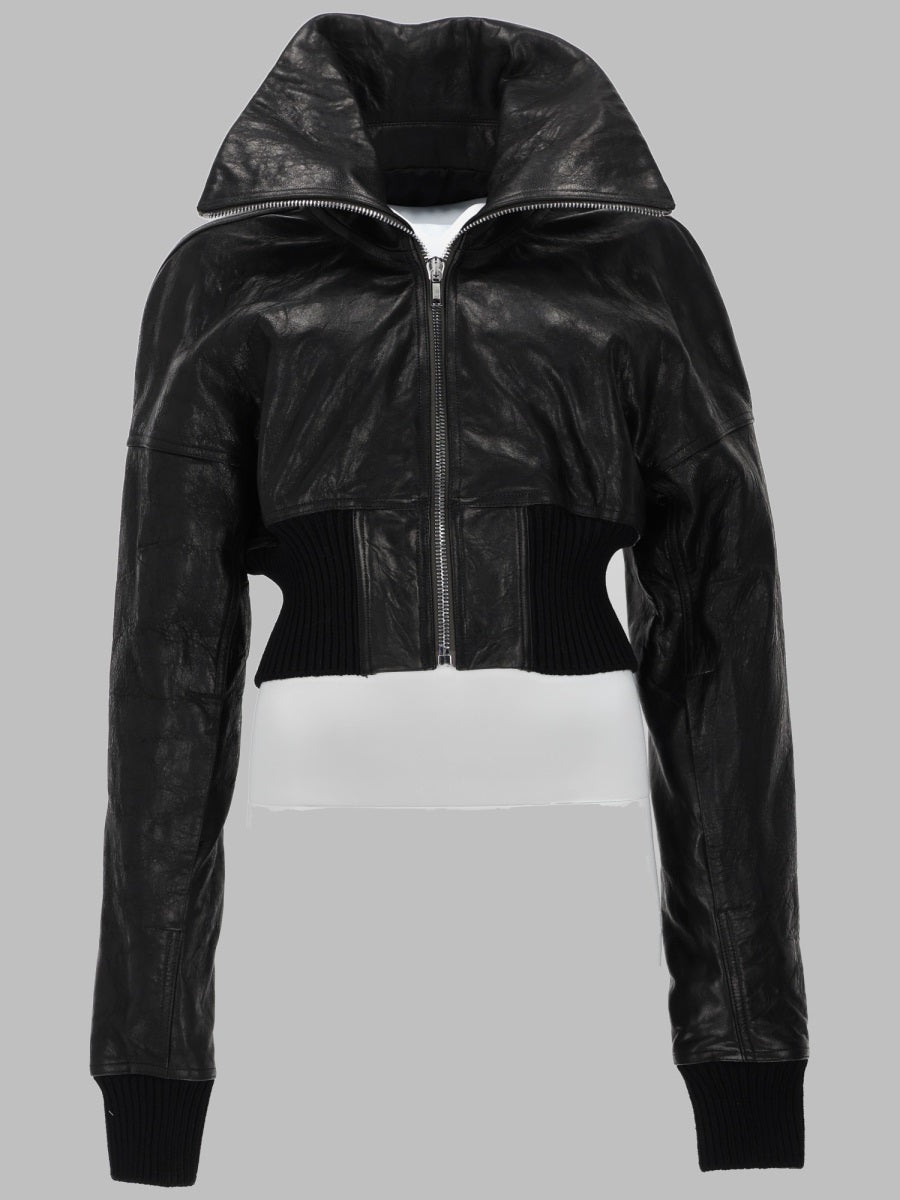 Jacket Dracuflight Cropped Black Lamb Leather