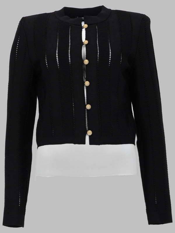 Cardigan Short Knit Black Viscose Jumpers