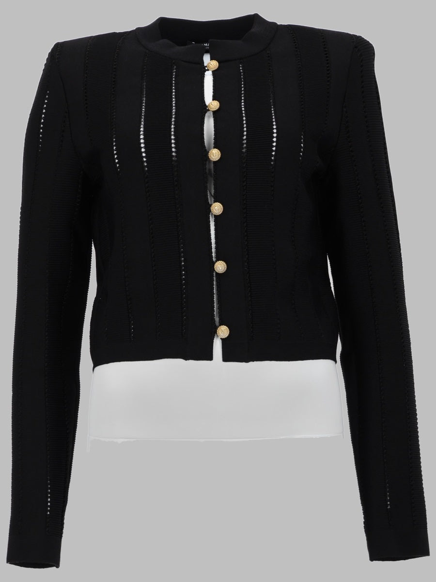 Cardigan Short Knit Black Viscose Jumpers