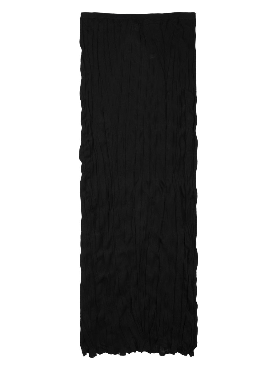 Midi Skirt Crinkled Knit Black Viscose