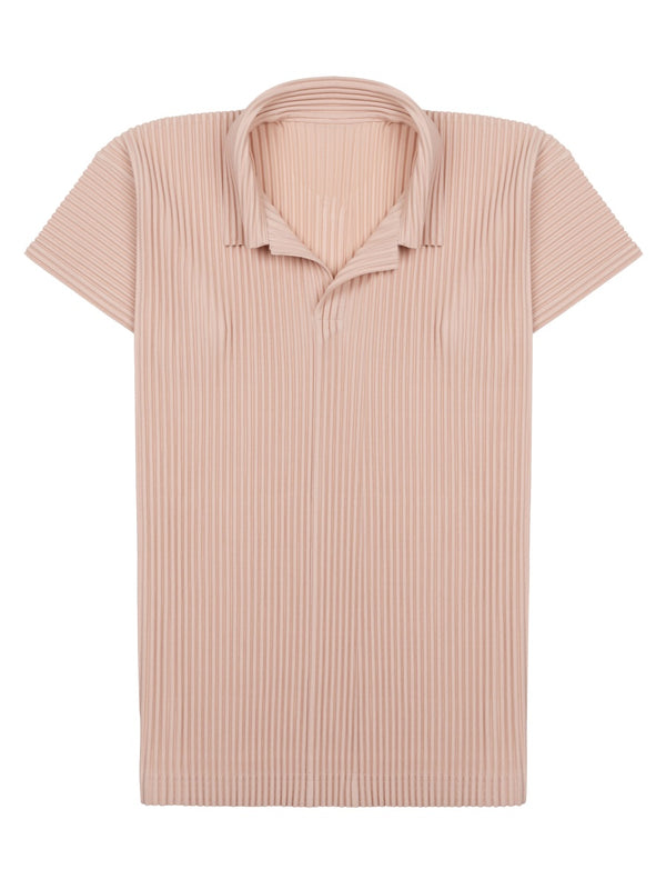 T-Shirt With Polo Collar Pink Polyester Shirts