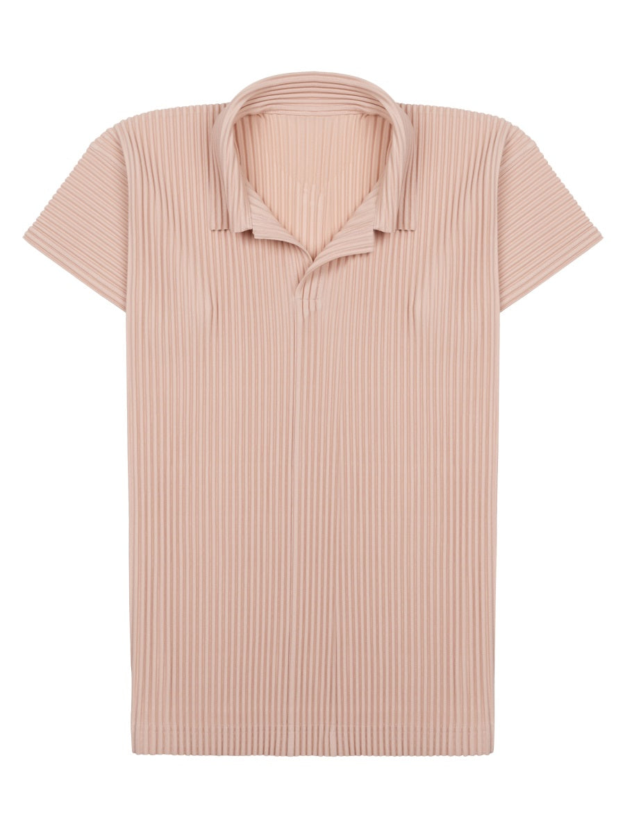 T-Shirt With Polo Collar Pink Polyester Shirts