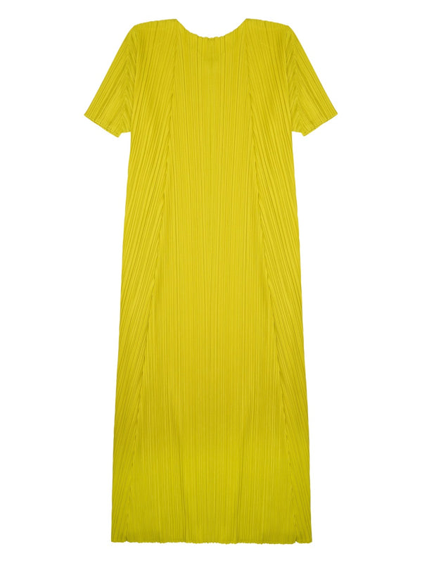 Midi Dress Yellow Polyester