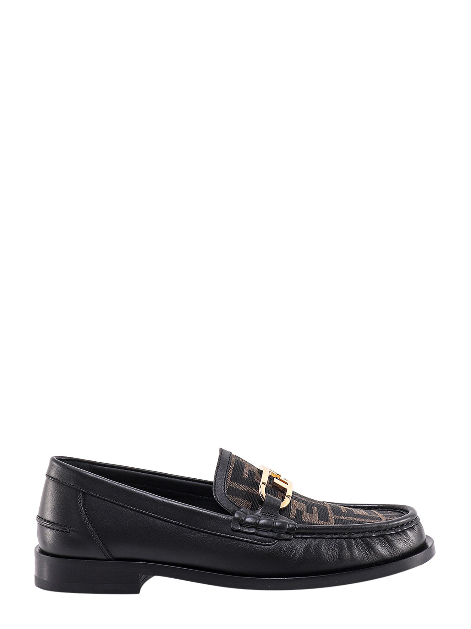Fendi Flat shoes Tabacco Nero+nero Pelle/canvas