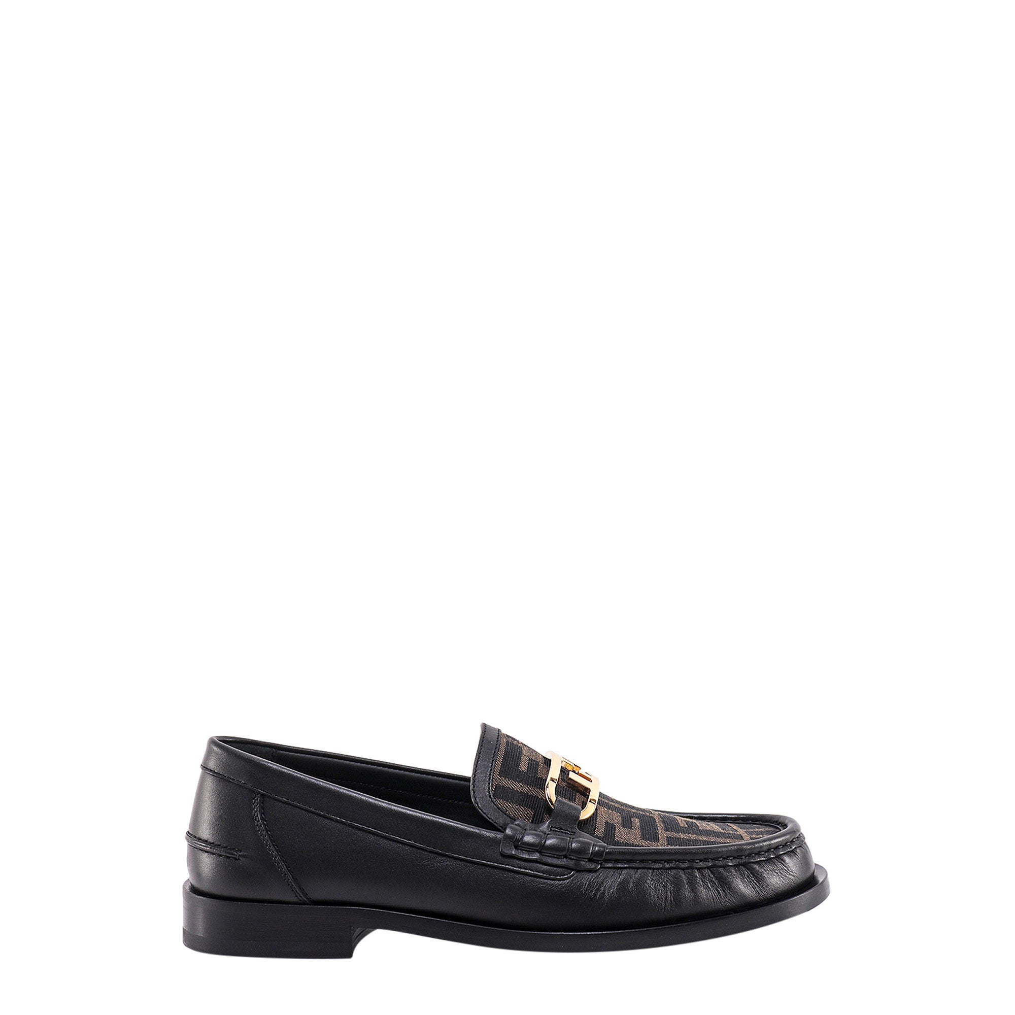 Fendi Flat shoes Tabacco Nero+nero Pelle/canvas