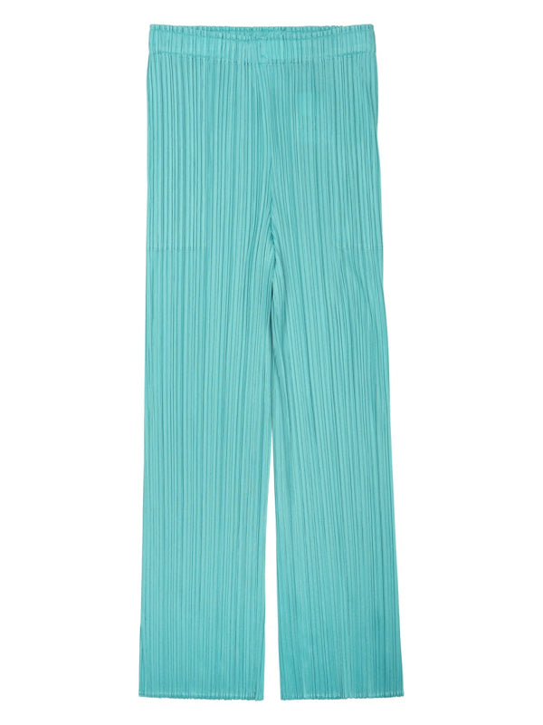 Trousers Straight Leg Green Polyester