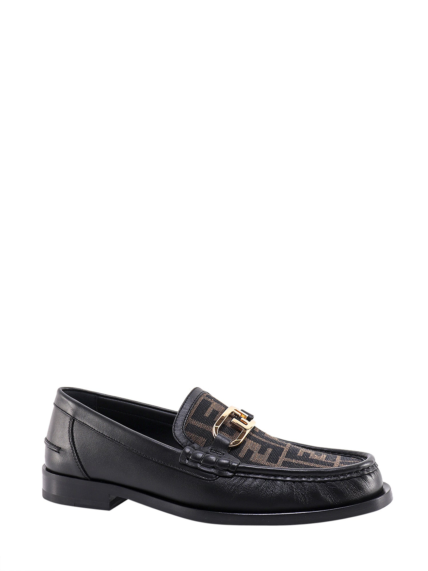 Fendi Flat shoes Tabacco Nero+nero Pelle/canvas