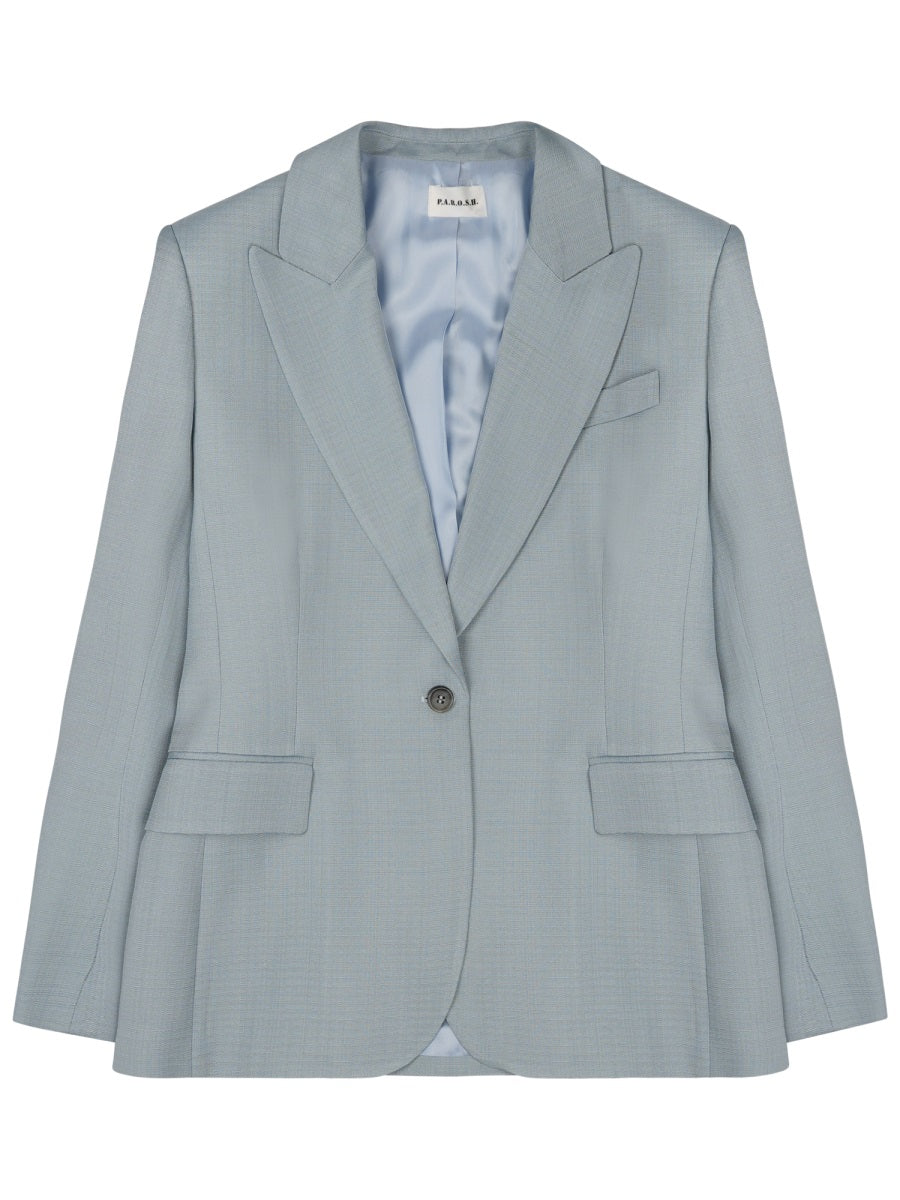 Blazer Single-Breasted Baby Blue Viscose Jacket
