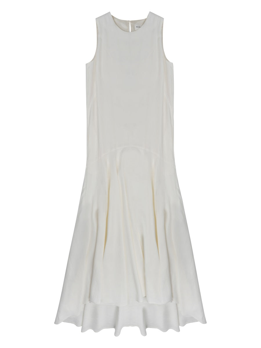 Sleeveless Linen-Blend Dress White Viscose Linen