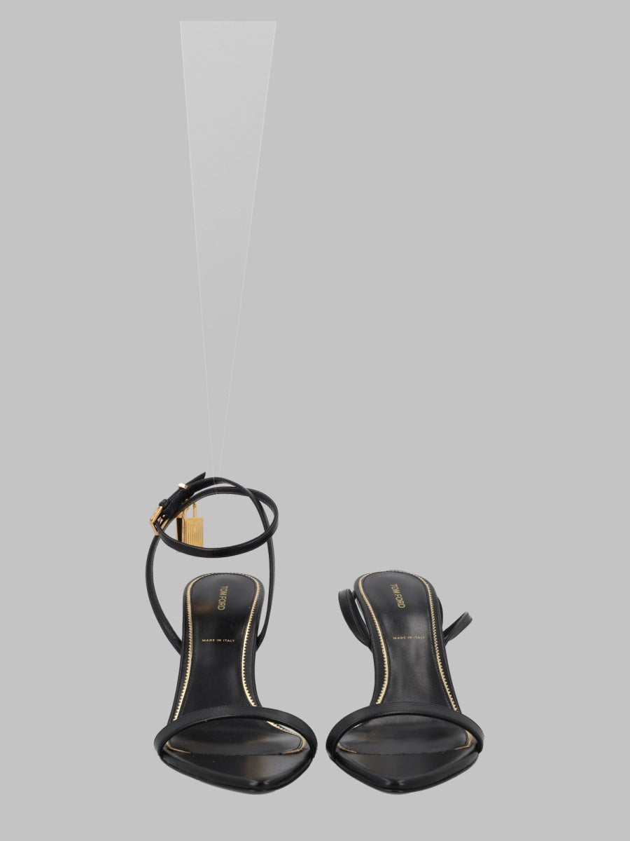 Sandals Pointed Nude-Effect Black Leather