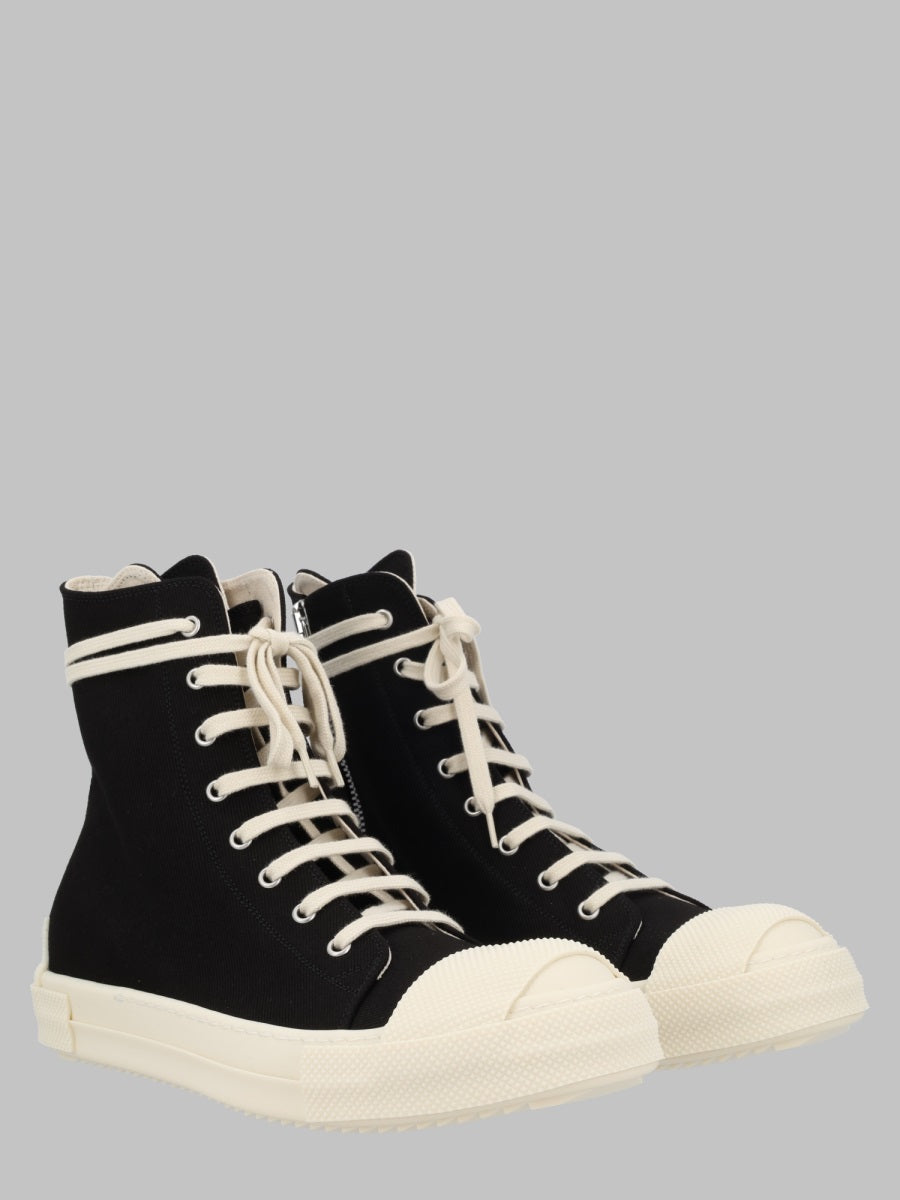 High-Top Denim Sneakers Black Cotton Trainers