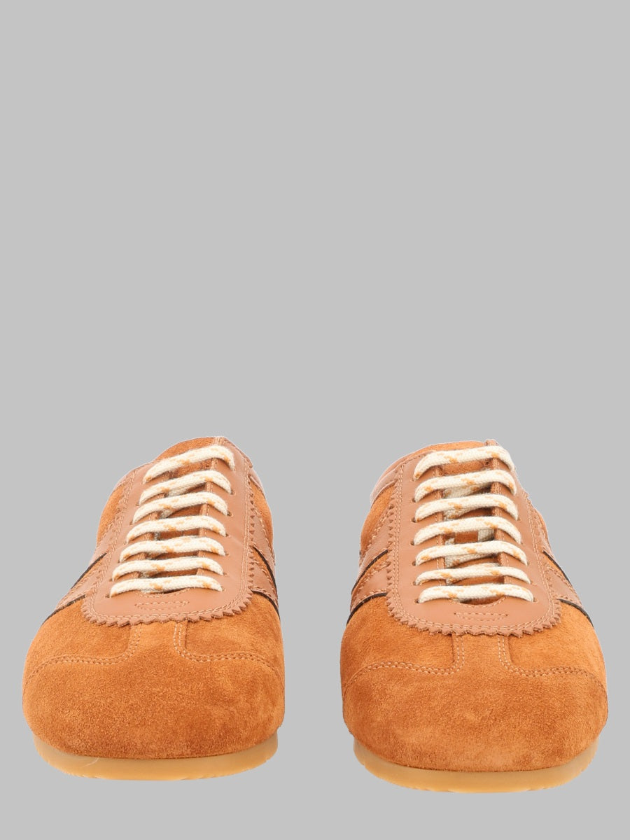 Suede Sneakers Beige Leather Trainers