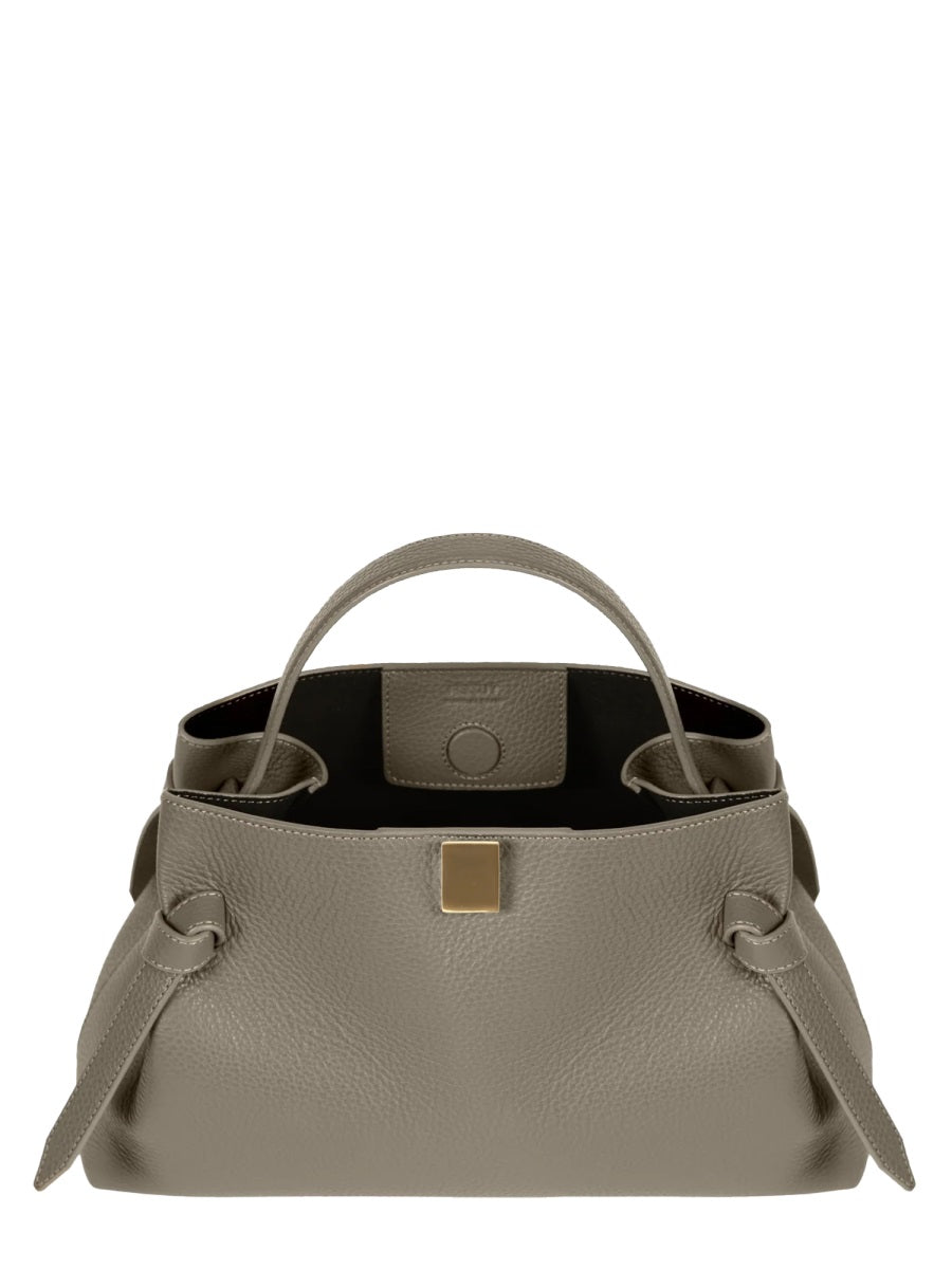 Leather Handbag Gyoza Beige Handbags