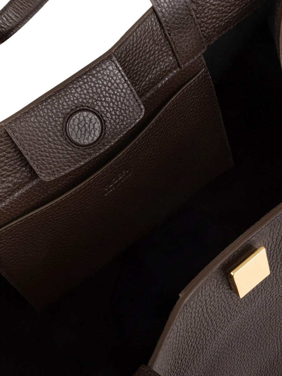 Tote Bag Gyoza Pebble-Grain Leather Brown Handbags