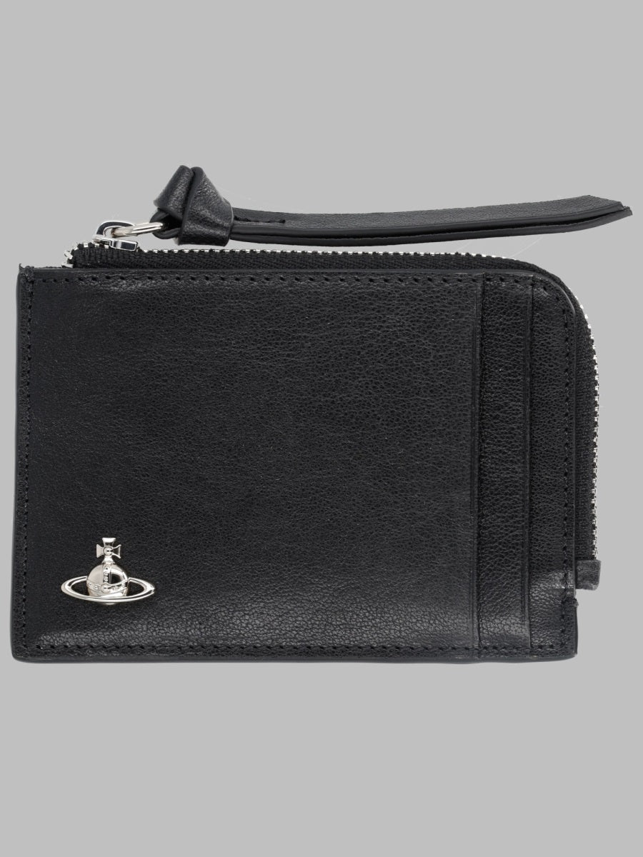 Leather Zip Card Holder Black Calf Wallets & Purses