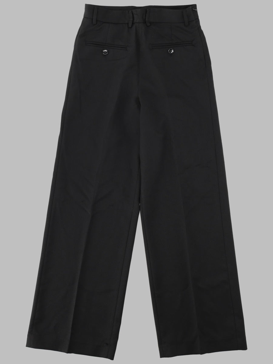 Wide-Leg Straight Trousers Black Wool Blend