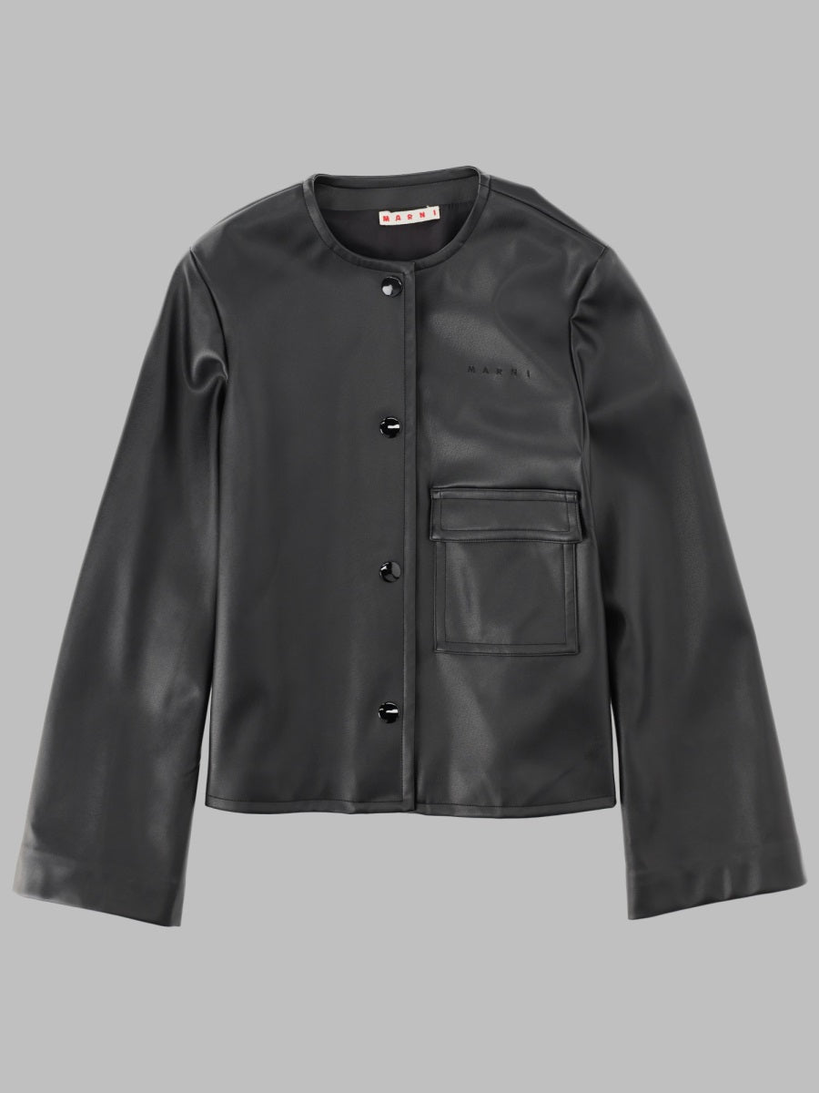 Coated Fabric Jacket With Pocket Black