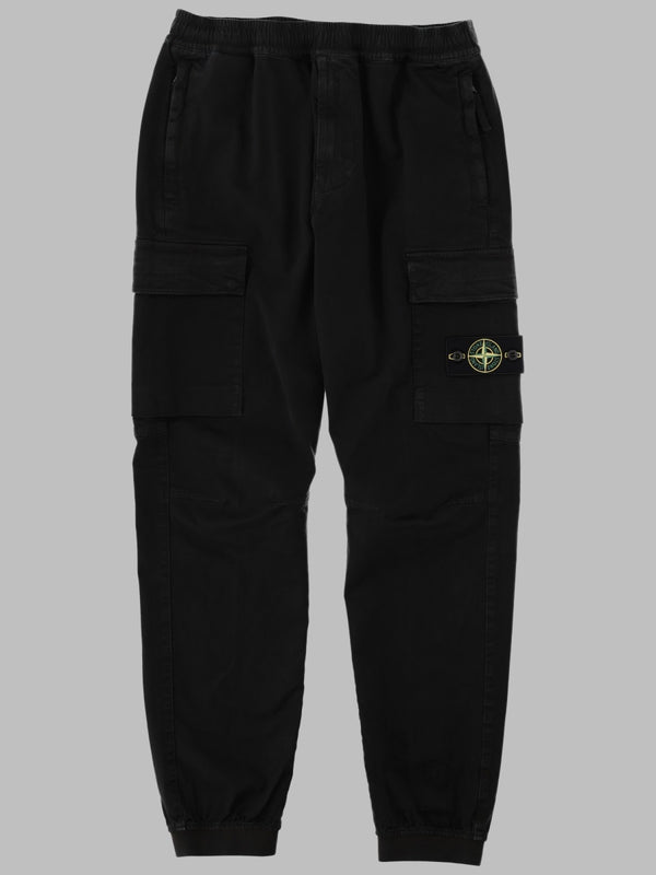 Cargo Trousers With Logo Patch Black Cotton