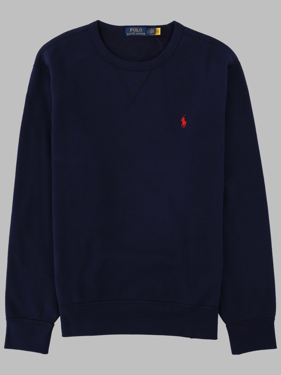 Logo Crew Neck Sweatshirt Blue Cotton Sweatshirts