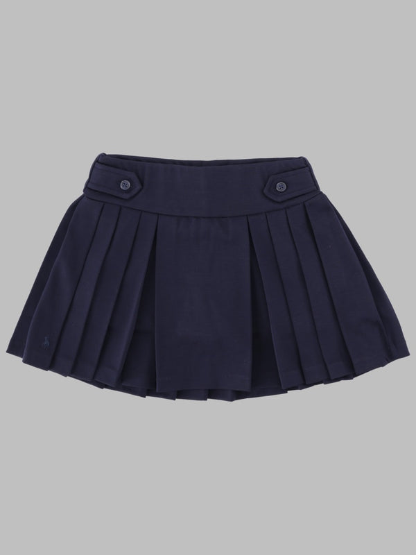 Pleated Skort Blue Polyester Skirt