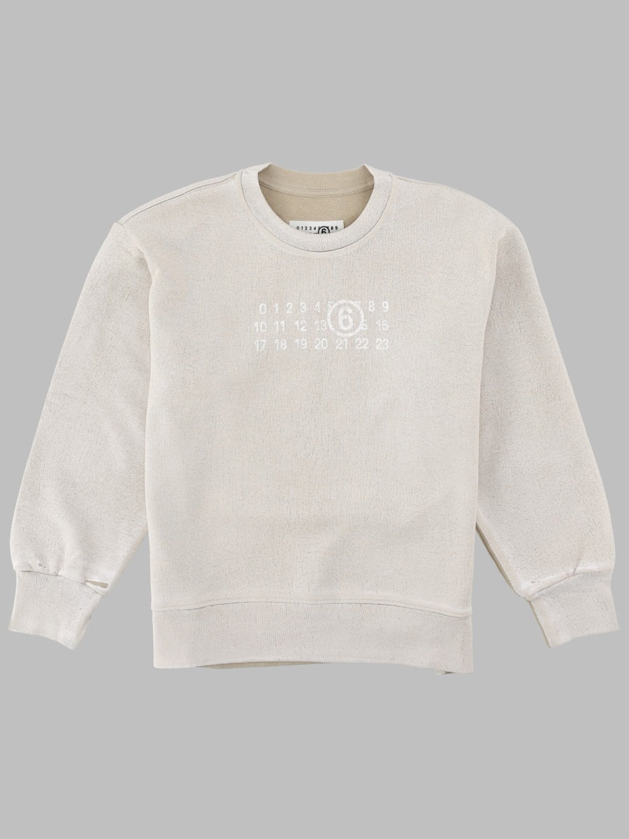Cotton Logo Sweatshirt With Back Stitching White Sweatshirts