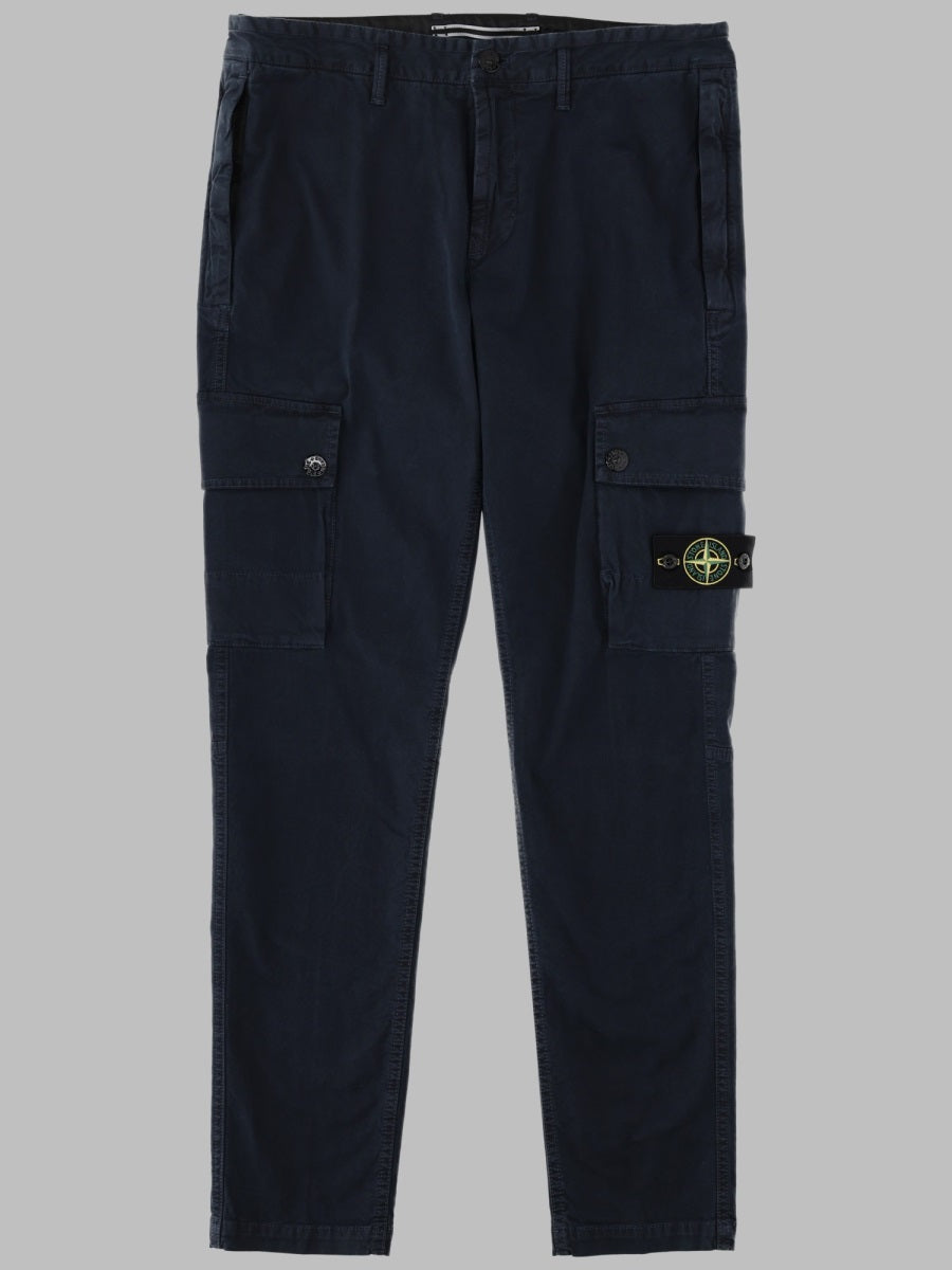 Logo Patch Blue Jeans Cotton Trousers