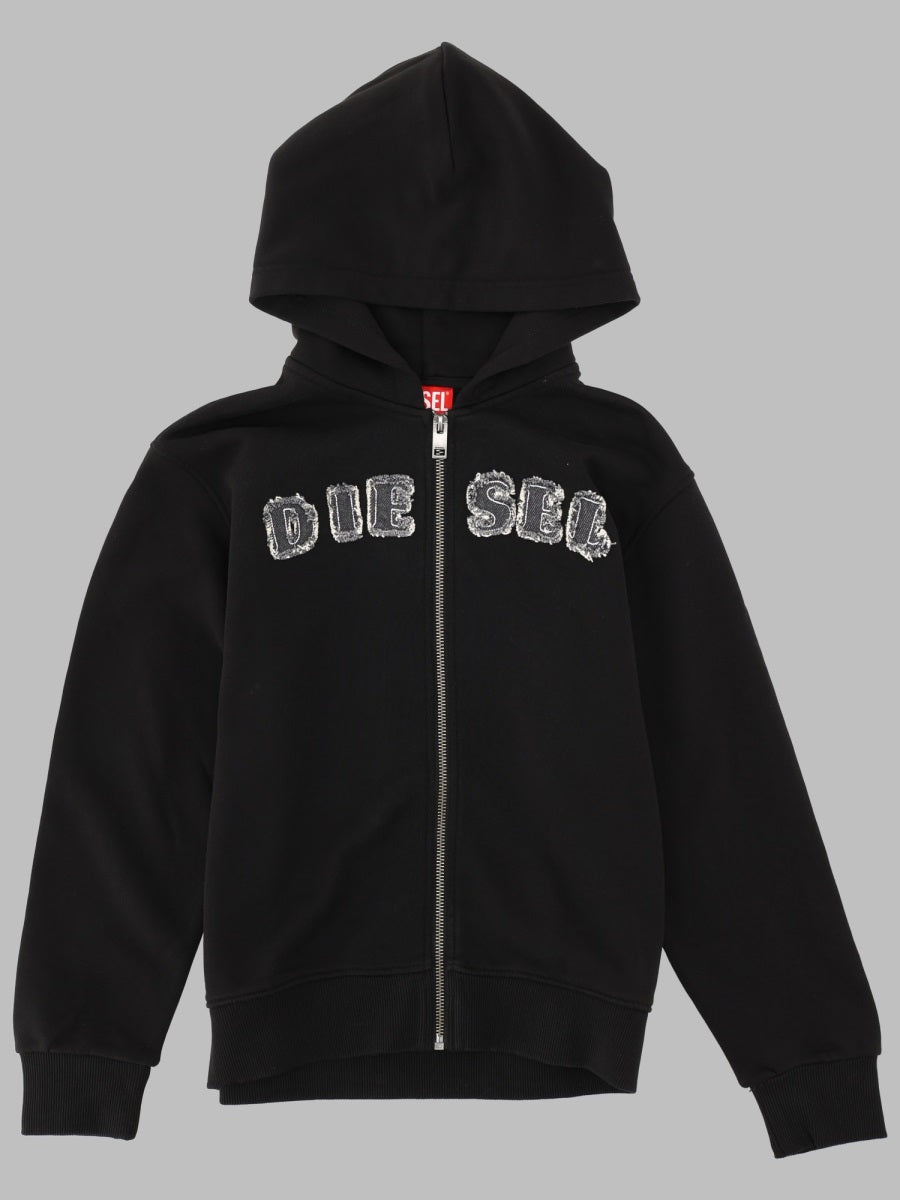 Sweatshirt With Frayed Logo Black Cotton Main: Cotton; Rib: Sweatshirts