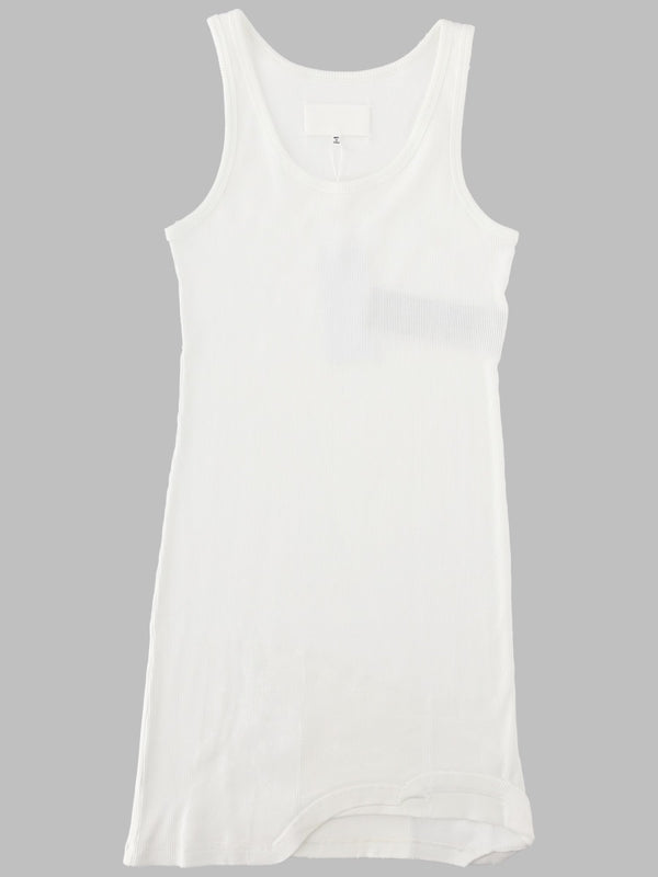 Ribbed Mini Dress Taped White Cotton