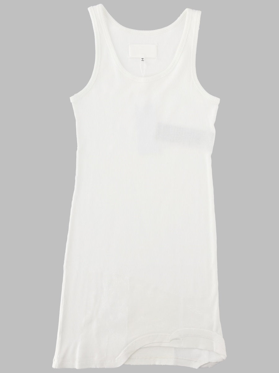 Ribbed Mini Dress Taped White Cotton