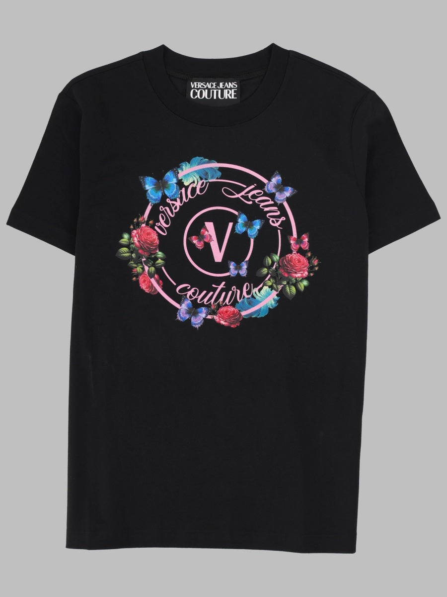 T-Shirt With Butterfly Emblem Black Cotton T-shirts