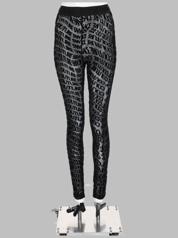 Logo Print Leggings Black Polyester Trousers